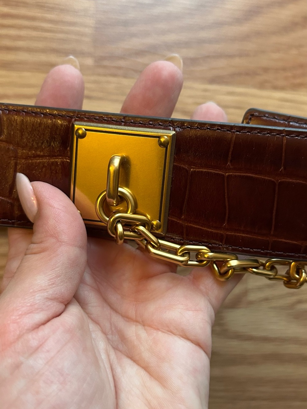 Lauren Ralph Lauren Women’s Leather Croc Embossed Belt Size XS - Picture 3 of 8